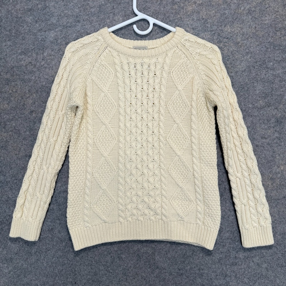 L.L. Bean Cream Cable Knit Crewneck Sweater
